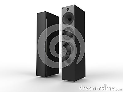 Two modern black speakers Stock Photo