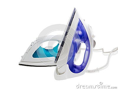 Two modern electric steam iron Stock Photo