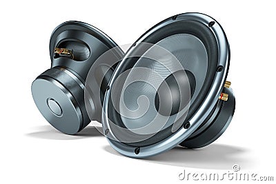 Two modern power loudspeakers Stock Photo