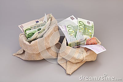 Two Money bags with euro Stock Photo