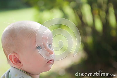 Two Month Old Baby Looking Up Stock Photo