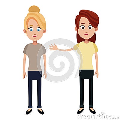 two mother female family Cartoon Illustration