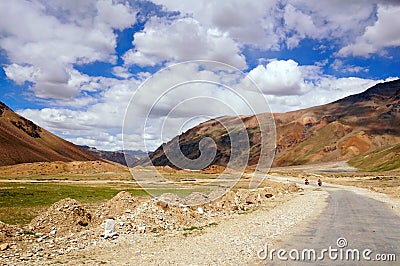 Two Motorcyclists on the Mountain Road Stock Photo
