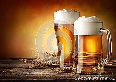 Two mugs of beer Stock Photo