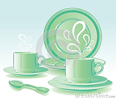 Two mugs with hot drinks Stock Photo