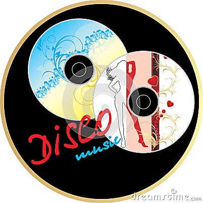 Two music disk. Sticker Vector Illustration