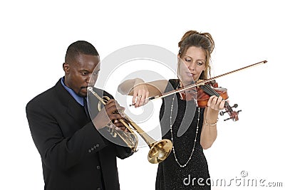 Two Musicians Playing Stock Photo