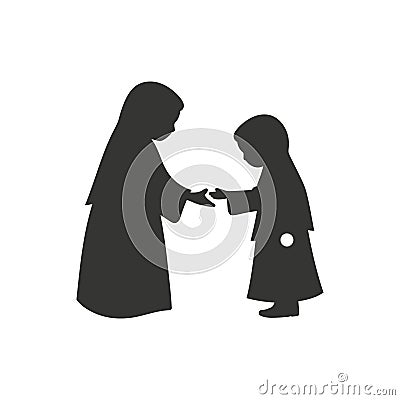 Two Muslim children playing icon Vector Illustration