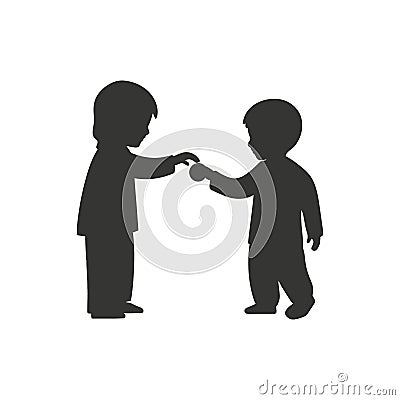 Two Muslim children playing icon Vector Illustration