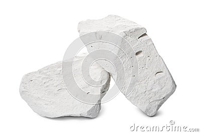 Natural piece of chalk mineral stone is isolated on white background Stock Photo