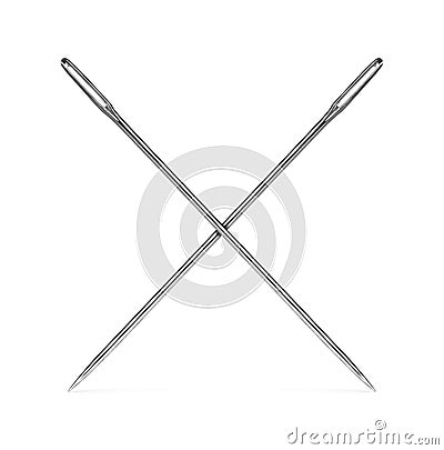 Two needles for sewing on white Stock Photo