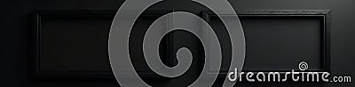 Two nested black frames, stark contrast, black backdrop , enigmatic, rectangular, modern Stock Photo