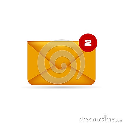 3D realistic mail notification Vector Illustration