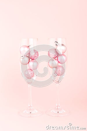 Two New Year glasses Stock Photo