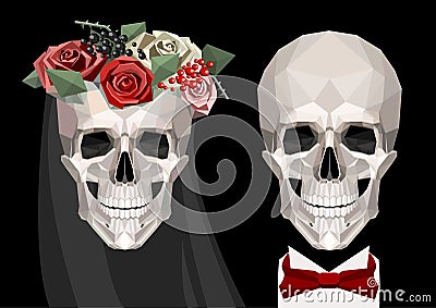 Two newlywed skulls Vector Illustration