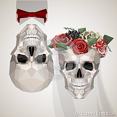 Two newlywed skulls Vector Illustration