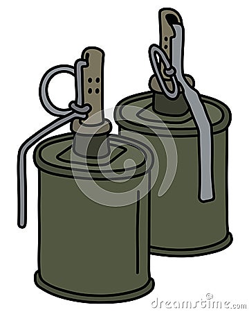 Two offensive hand grenades Vector Illustration
