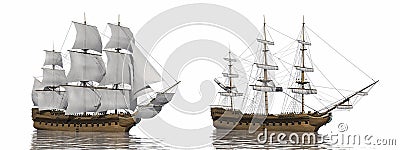 Old merchant ship - 3D render Stock Photo