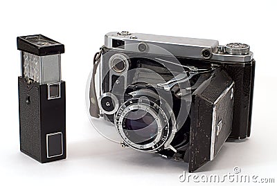 Two old photo cameras Stock Photo