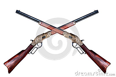 Two old rifles winchester Stock Photo