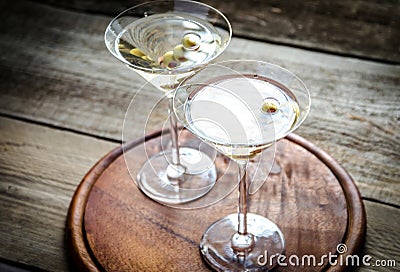 Two olive martini cocktails Stock Photo