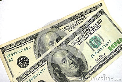 Two One Hundred Dollar Bills Stock Photo