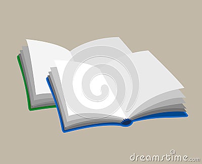 Two open empty books blue and greeb color icon picture isolated Vector Illustration