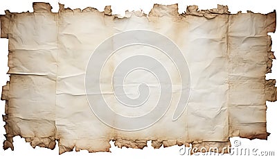 Two open manuscripts lie horizontally displaying elegant writing and intricate details on parchment paper, burnt paper texture Stock Photo