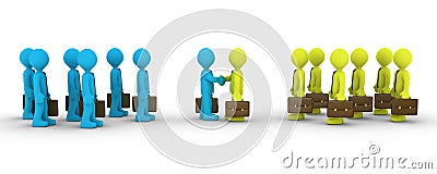 Two opposing teams come to agreement Stock Photo
