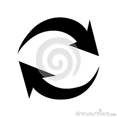 Two opposite curved arrows. Two vector sharp arrows pointing in opposite directions Vector Illustration