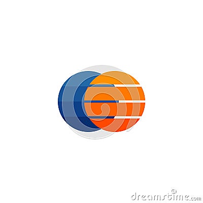 Two overlapping circes logo abstract vector design. Double circle shape emblem identity icon. Stock Vector illustration Stock Photo