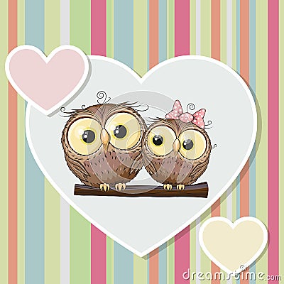 Two Owls Vector Illustration