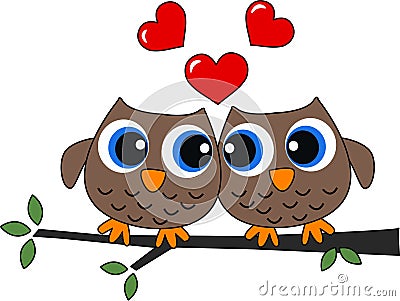 Two owls in love Stock Photo