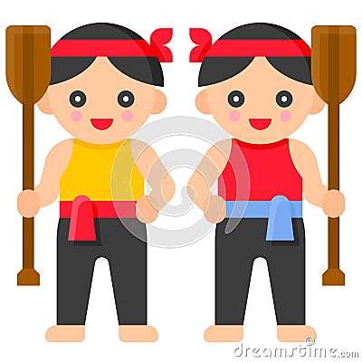 Two Paddler icon Dragon Boat festival related vector Vector Illustration