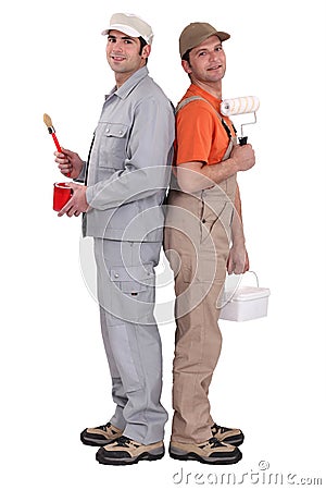 Two painters back to back Stock Photo