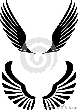 Two pair of decorative vector wings for your design. Vector Illustration