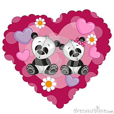 Two Pandas Vector Illustration
