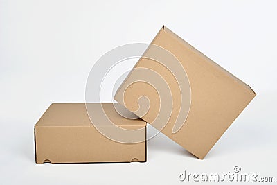 Two paper boxes on white background Stock Photo