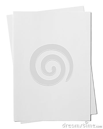 Two paper sheets isolated on white background Stock Photo