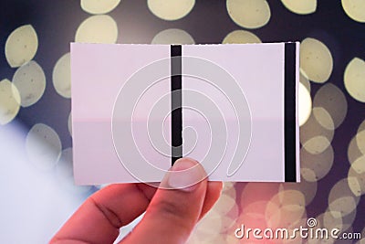 Two paper tickets to the movies with Stock Photo