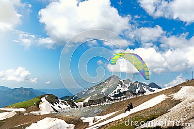 Two paraglider tandem Stock Photo