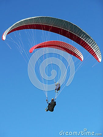 Two paragliders paragliding Stock Photo