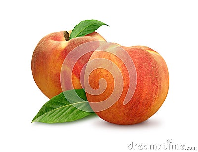 Two Peaches isolated Stock Photo