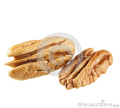 Two Pecans Isolated Stock Photo