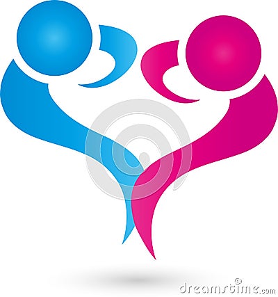 Two people as heart, people and couple logo Stock Photo