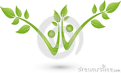 Two people as trees, plants, wellness and nature logo Stock Photo