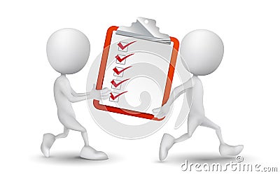 Two people carried a clipping note pad and check list Vector Illustration