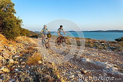 Cycling in Vransko Lake Nature Park, Croatia Editorial Stock Photo