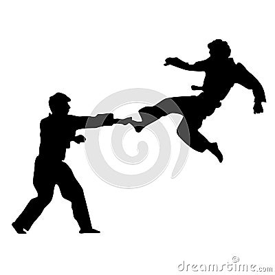 Two people fighting-Martial arts silhouette logo vector illustration Vector Illustration