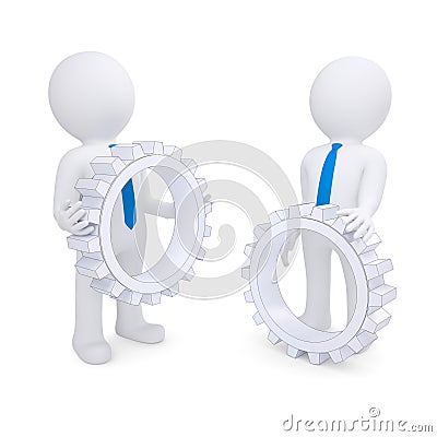 Two people with the gears Stock Photo